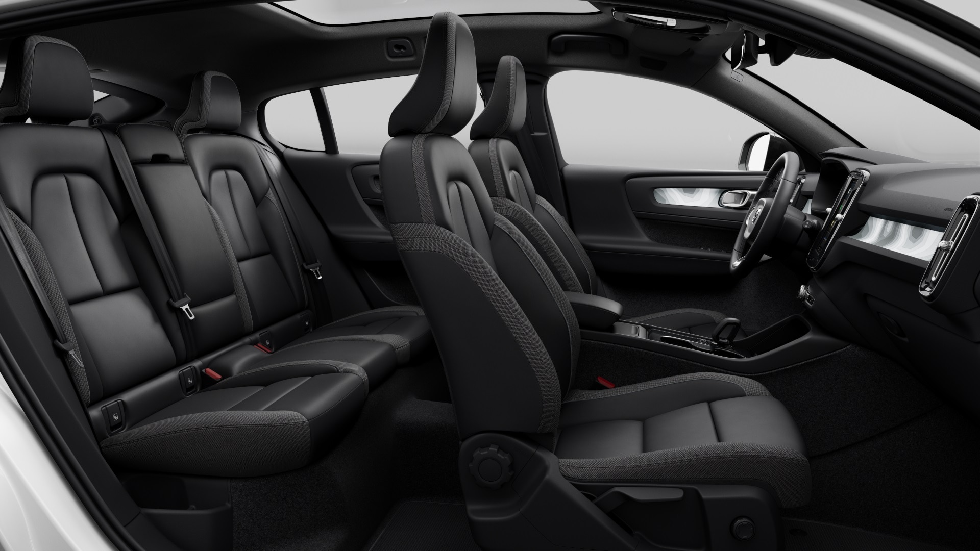 Volvo C40 Recharge Pure electric Charcoal Fusion Microtech/textiel in Charcoal interieur