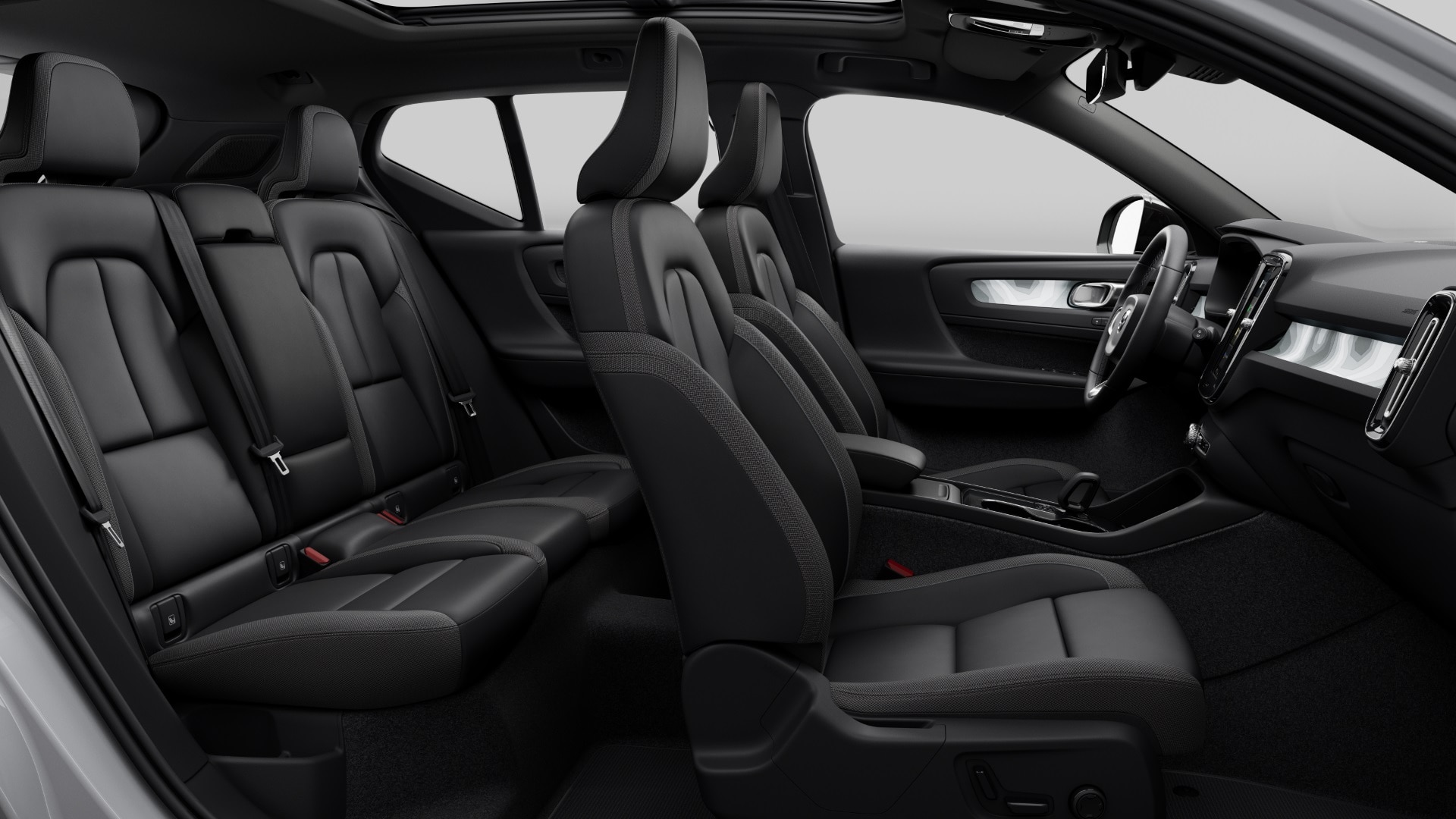 Volvo EX40 Charcoal Fusion Microtech/textiel in Charcoal interieur